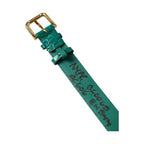 Dolce & Gabbana Green Textured Leather Gold Tone Metal Buckle Neckband