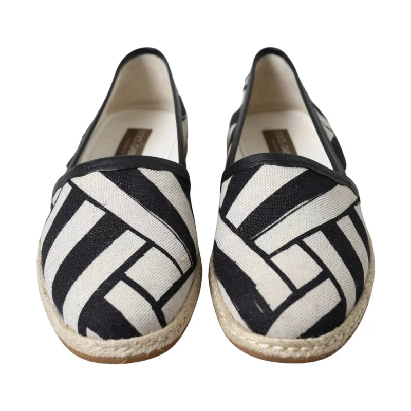 Dolce & Gabbana Black White Stripes Slip On Espadrille Shoes