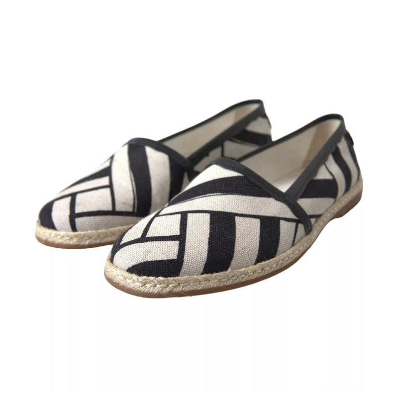 Dolce & Gabbana Black White Stripes Slip On Espadrille Shoes