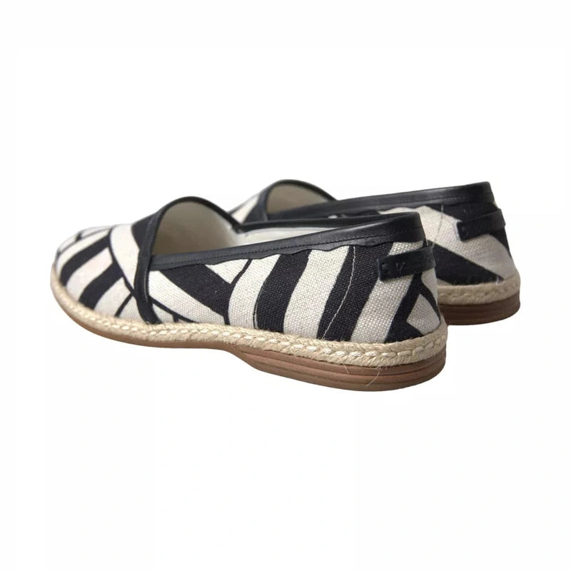 Dolce & Gabbana Black White Stripes Slip On Espadrille Shoes