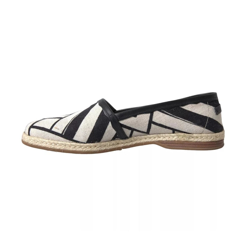 Dolce & Gabbana Black White Stripes Slip On Espadrille Shoes