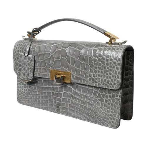 Balenciaga Gray Exotic Leather Medium Shoulder Hand Purse Bag