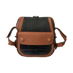 Balenciaga Black Brown Exotic Skin Leather Vertical Crossbody Purse Bag