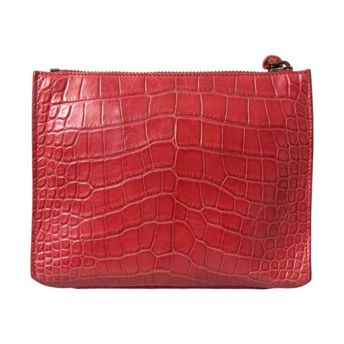 Balenciaga Red Exotic Skin Leather Classic Pouch Purse Wristlet Bag