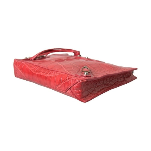 Balenciaga Red Exotic Skin Leather Classic Pouch Purse Wristlet Bag