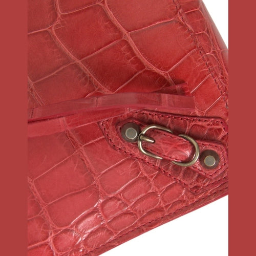 Balenciaga Red Exotic Skin Leather Classic Pouch Purse Wristlet Bag