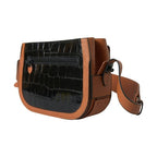Balenciaga Black Brown Exotic Skin Leather Shoulder Camera Purse Bag