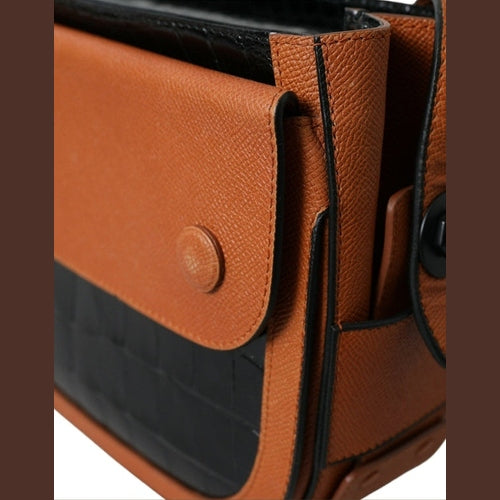 Balenciaga Black Brown Exotic Skin Leather Shoulder Camera Purse Bag