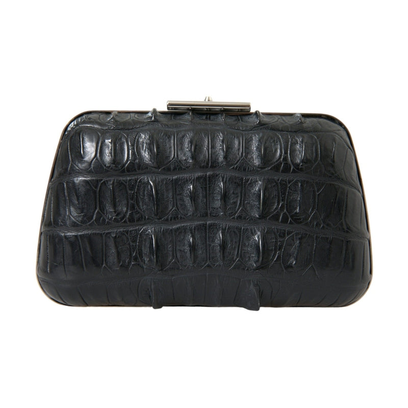 Balenciaga Black Exotic Skin Leather Shoulder Crossbody Box Clutch Bag