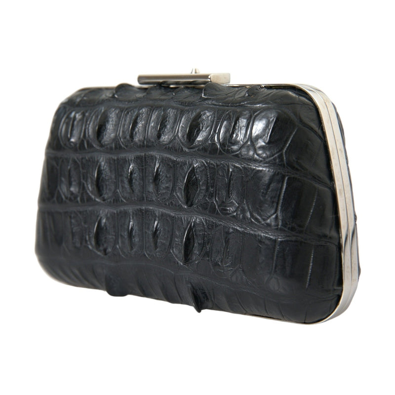 Balenciaga Black Exotic Skin Leather Shoulder Crossbody Box Clutch Bag