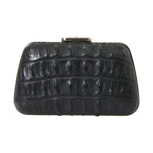 Balenciaga Black Exotic Skin Leather Shoulder Crossbody Box Clutch Bag