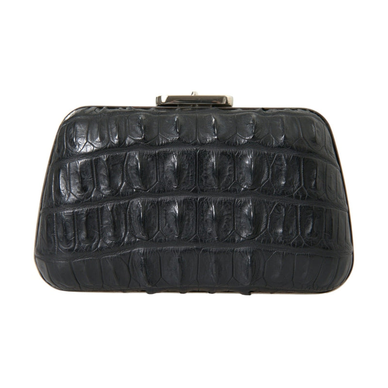 Balenciaga Black Exotic Skin Leather Shoulder Crossbody Box Clutch Bag