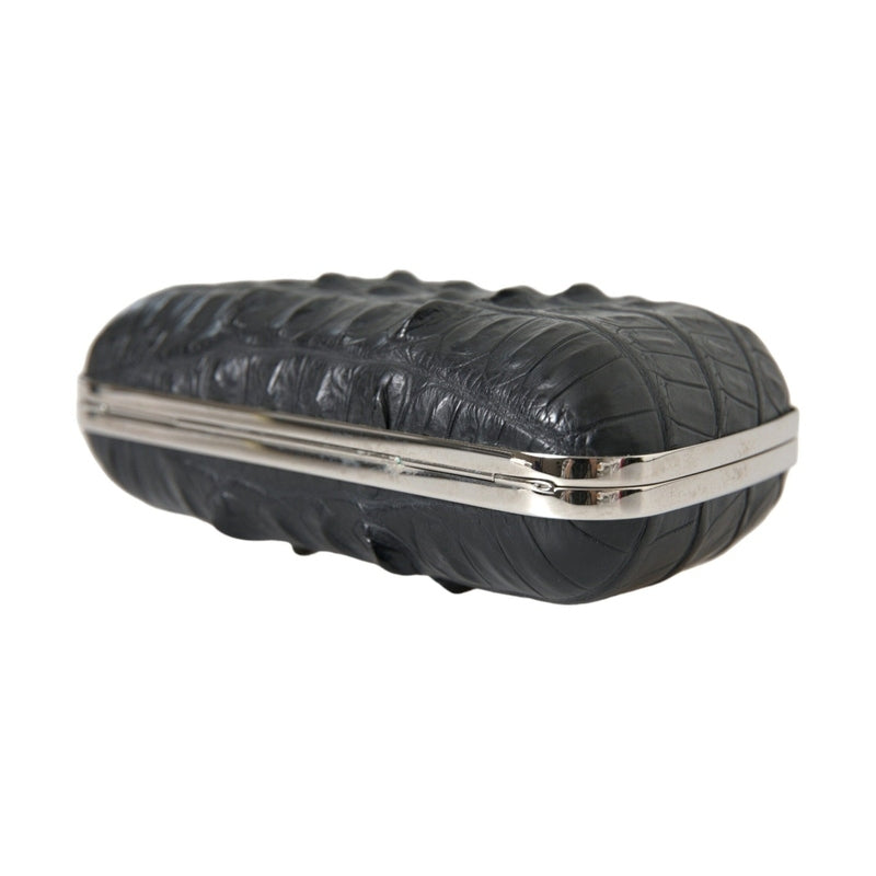 Balenciaga Black Exotic Skin Leather Shoulder Crossbody Box Clutch Bag