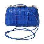 Balenciaga Blue Exotic Skin Leather Shoulder Crossbody Box Clutch Bag