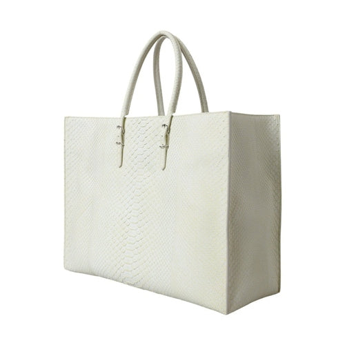 Balenciaga White Yellow Exotic Skin Leather Shopping Tote PAPIER Bag
