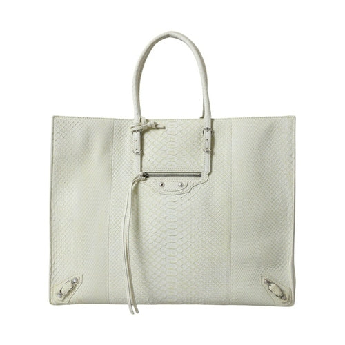 Balenciaga White Yellow Exotic Skin Leather Shopping Tote PAPIER Bag