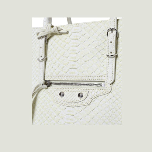 Balenciaga White Yellow Exotic Skin Leather Shopping Tote PAPIER Bag