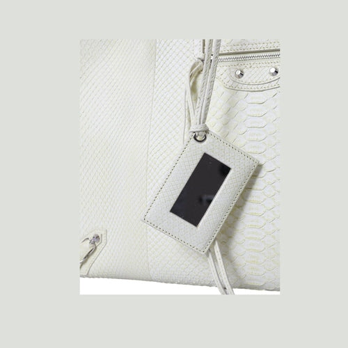Balenciaga White Yellow Exotic Skin Leather Shopping Tote PAPIER Bag