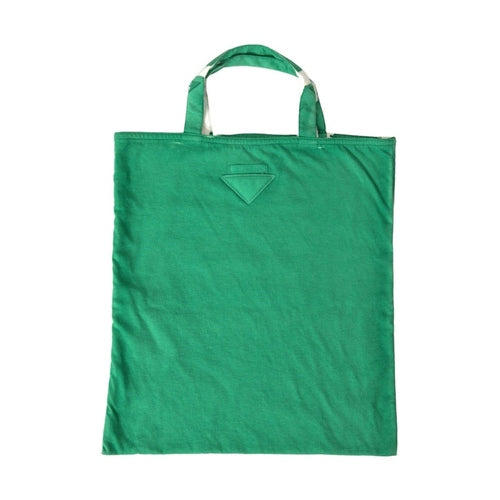Prada Green Jersey Fabric Logo Shoulder Shopping Tote Shopping Bag