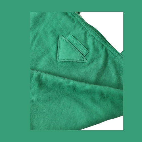 Prada Green Jersey Fabric Logo Shoulder Shopping Tote Shopping Bag