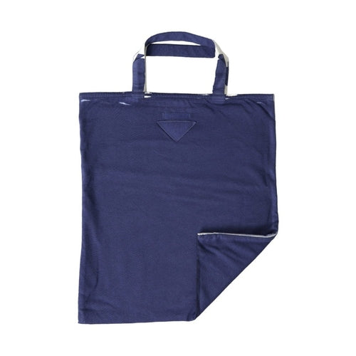 Prada Blue Jersey Fabric Logo Shoulder Shopping Tote Shopping Bag