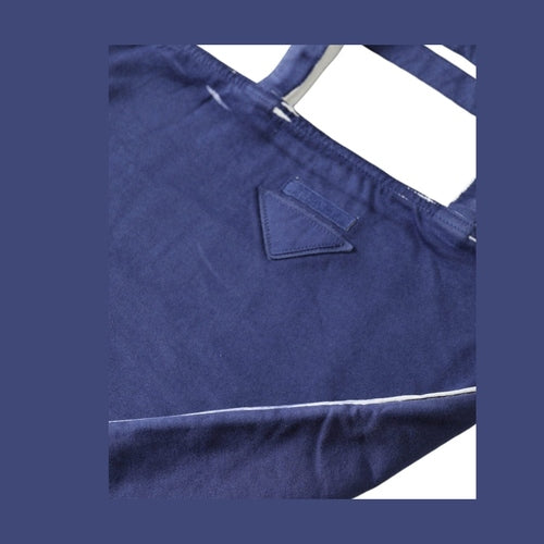 Prada Blue Jersey Fabric Logo Shoulder Shopping Tote Shopping Bag