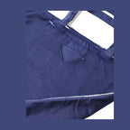 Prada Blue Jersey Fabric Logo Shoulder Shopping Tote Shopping Bag