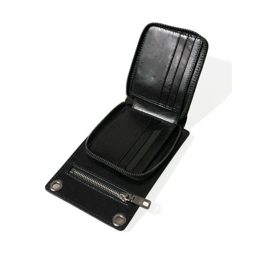 Dolce & Gabbana Wallet Black Horse Leather Zip Logo Cross Body Phone Slot