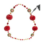 Dolce & Gabbana Gold Brass Red Fur Crystal Carretto Chain Necklace