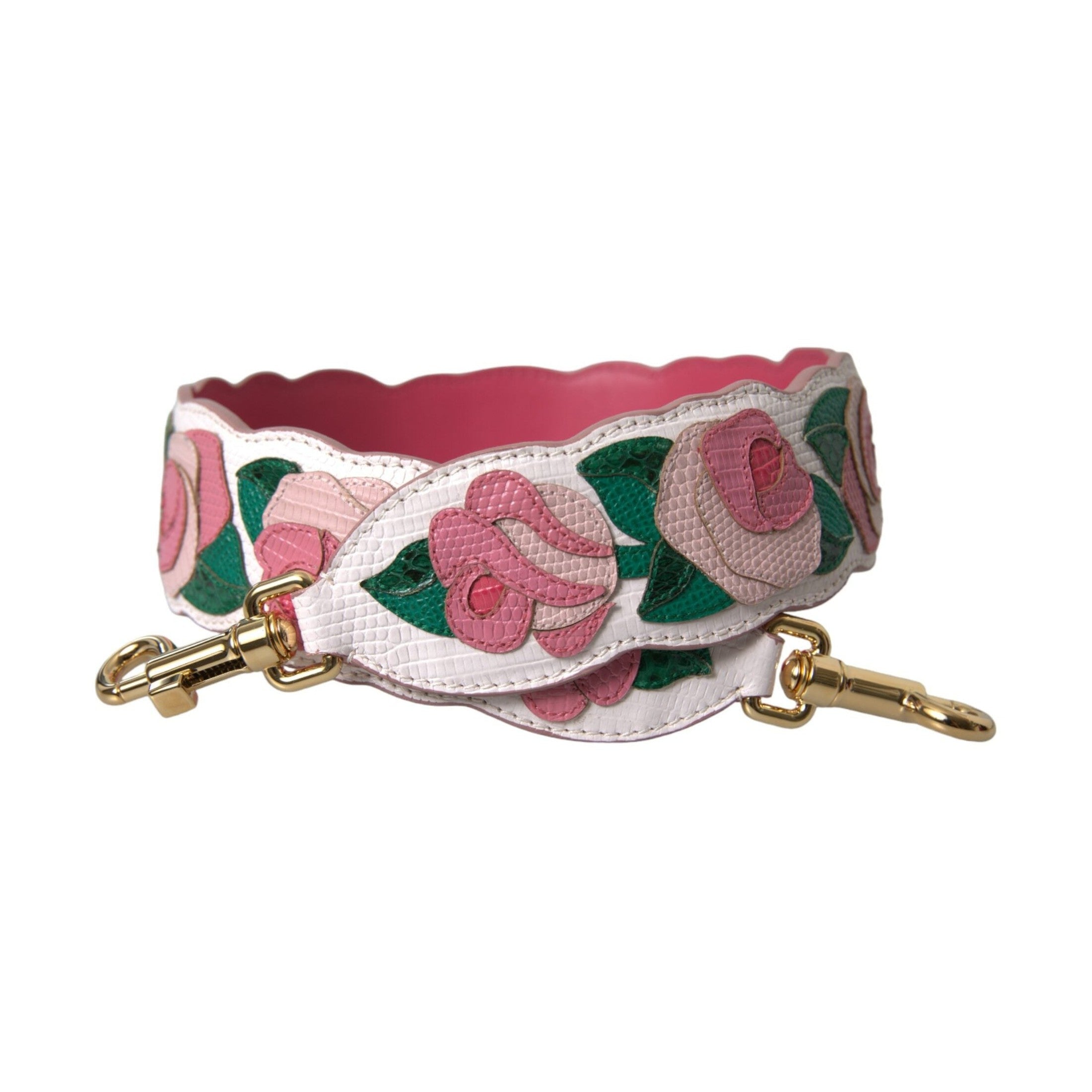 Dolce & Gabbana White Floral Leather Accessory Shoulder Strap