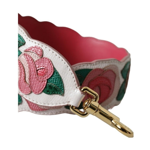 Dolce & Gabbana White Floral Leather Accessory Shoulder Strap