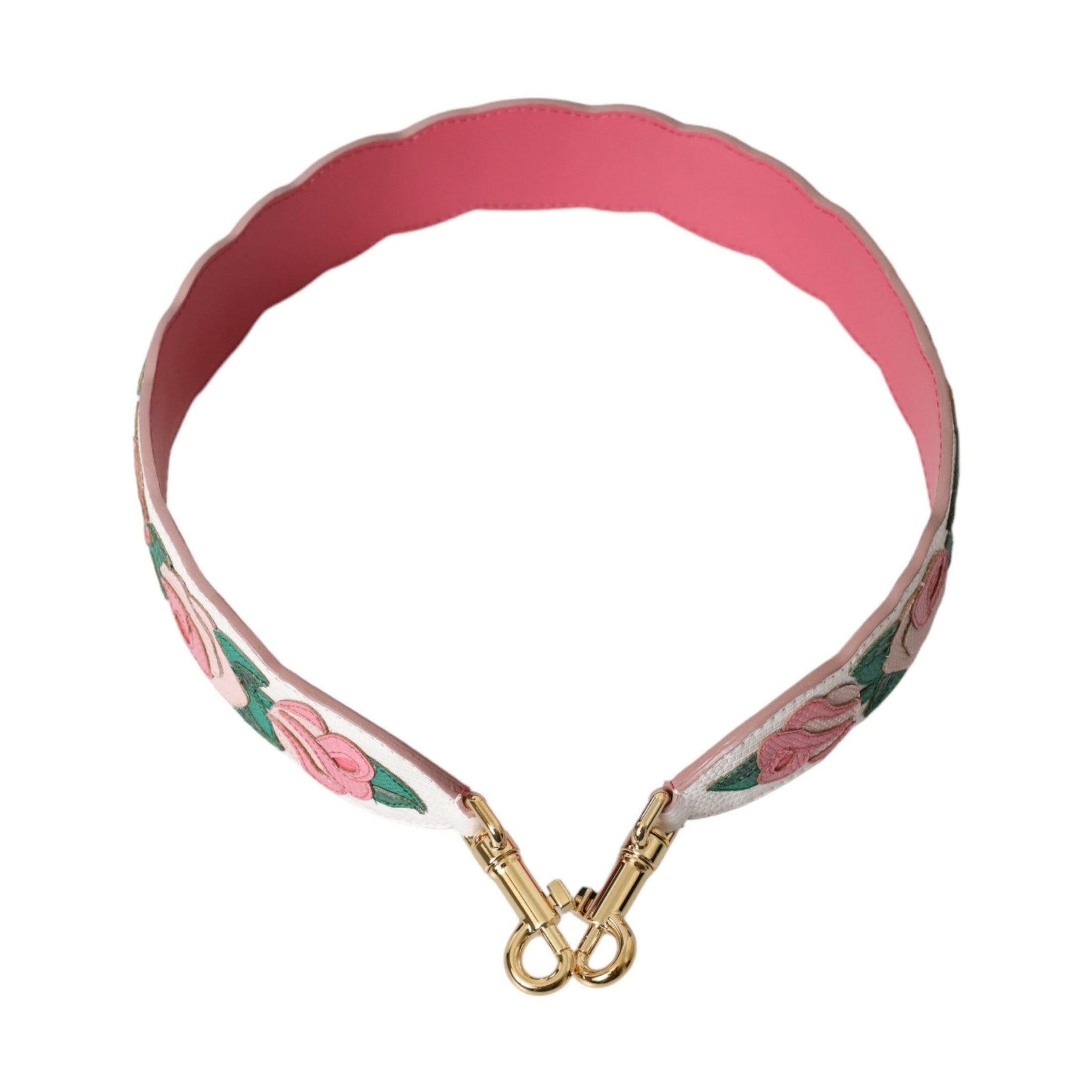 Dolce & Gabbana White Floral Leather Accessory Shoulder Strap