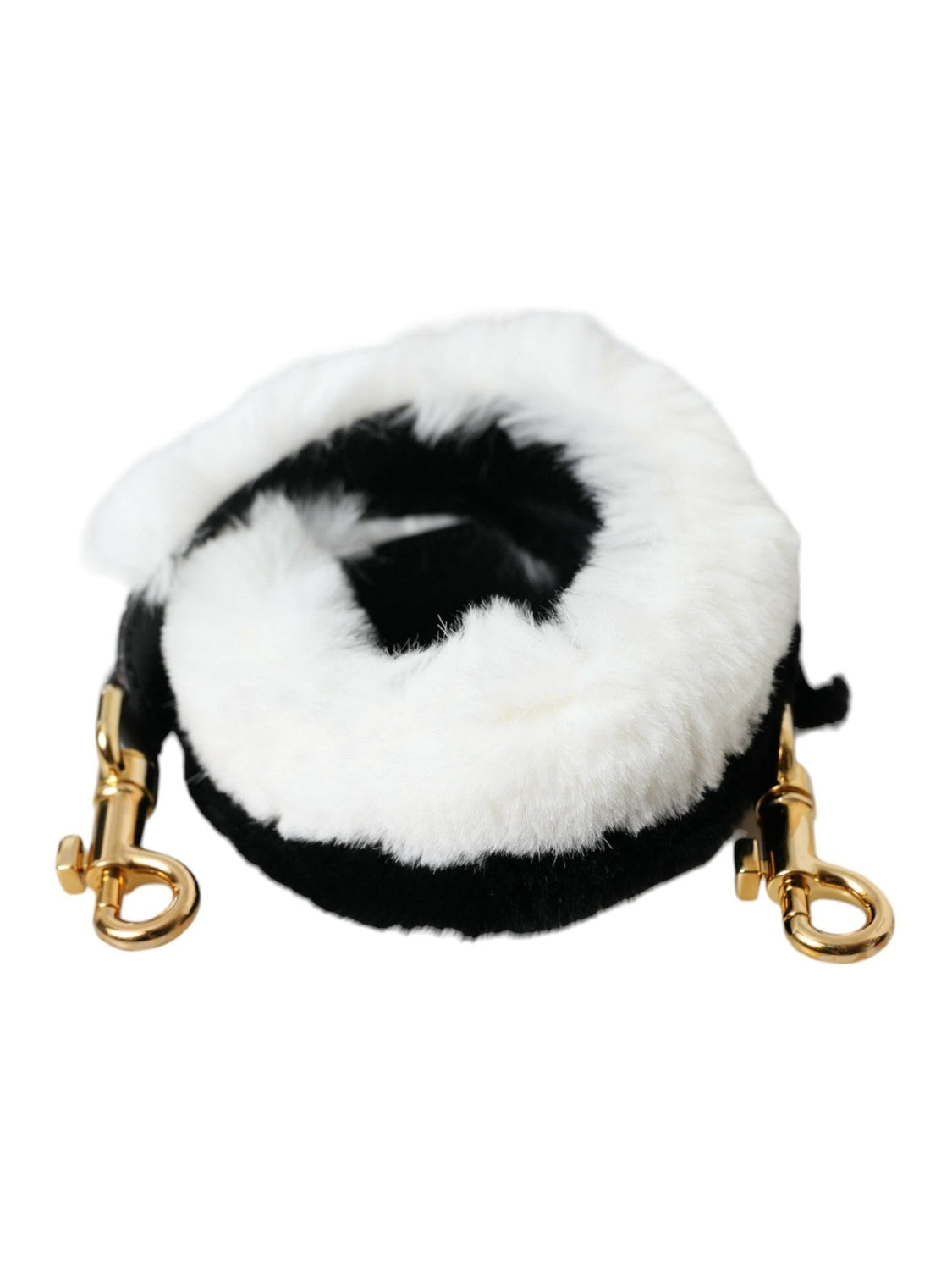 Dolce & Gabbana Black White Lapin Fur Accessory Shoulder Strap