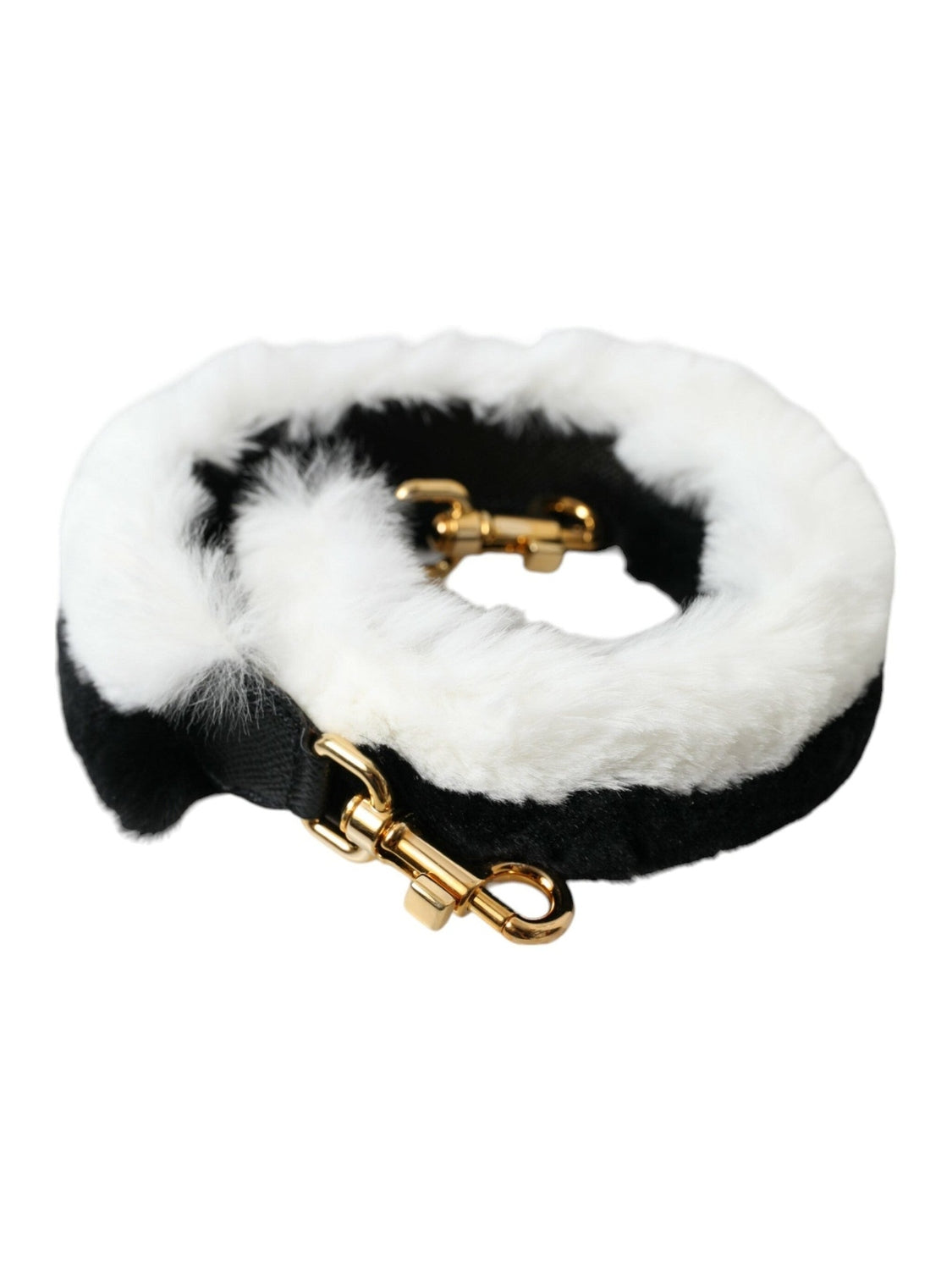 Dolce & Gabbana Black White Lapin Fur Accessory Shoulder Strap