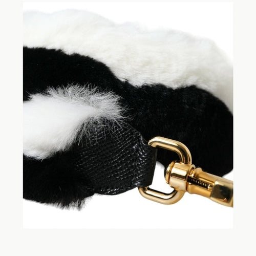 Dolce & Gabbana Black White Lapin Fur Accessory Shoulder Strap
