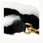 Dolce & Gabbana Black White Lapin Fur Accessory Shoulder Strap