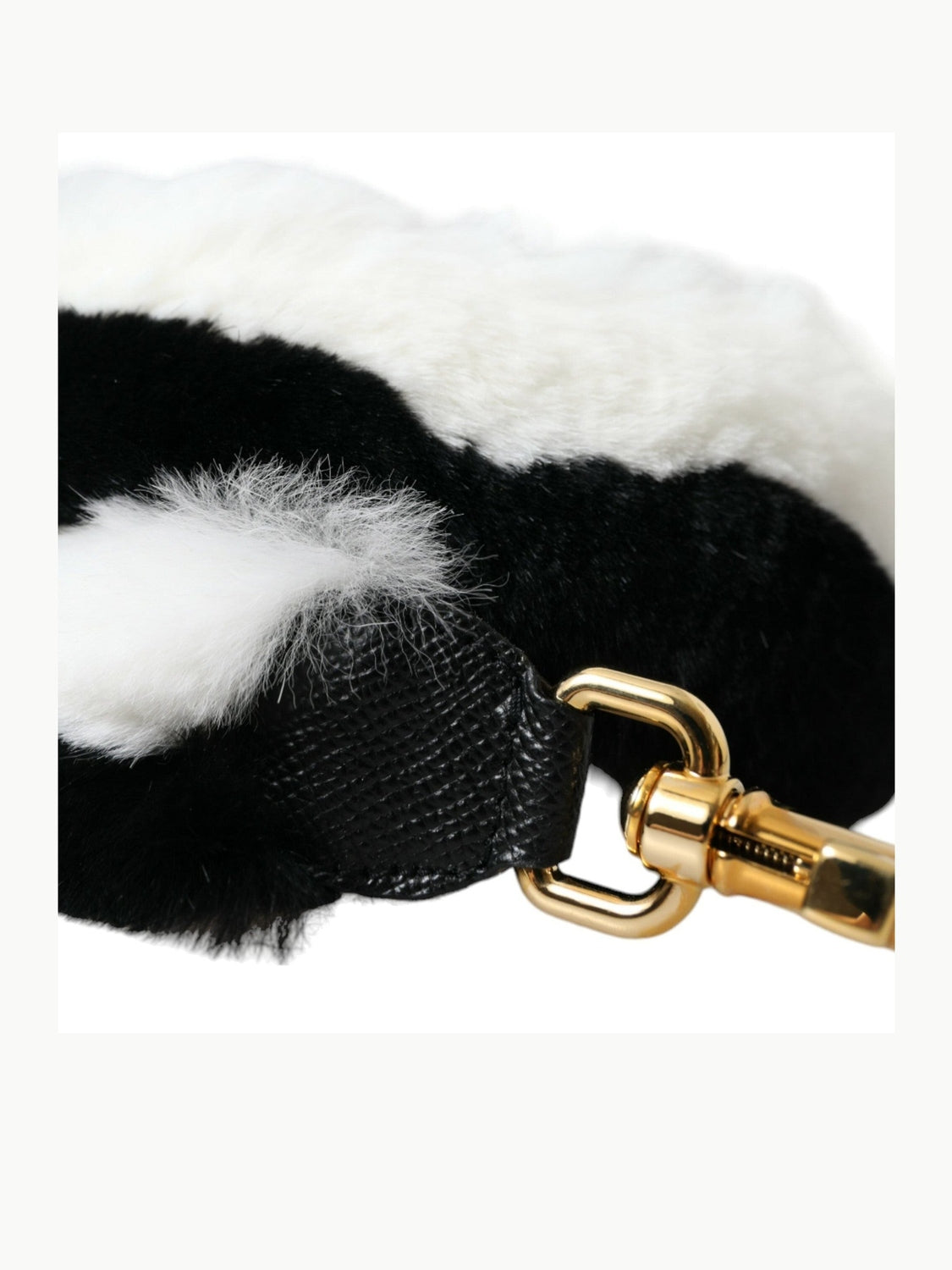 Dolce & Gabbana Black White Lapin Fur Accessory Shoulder Strap