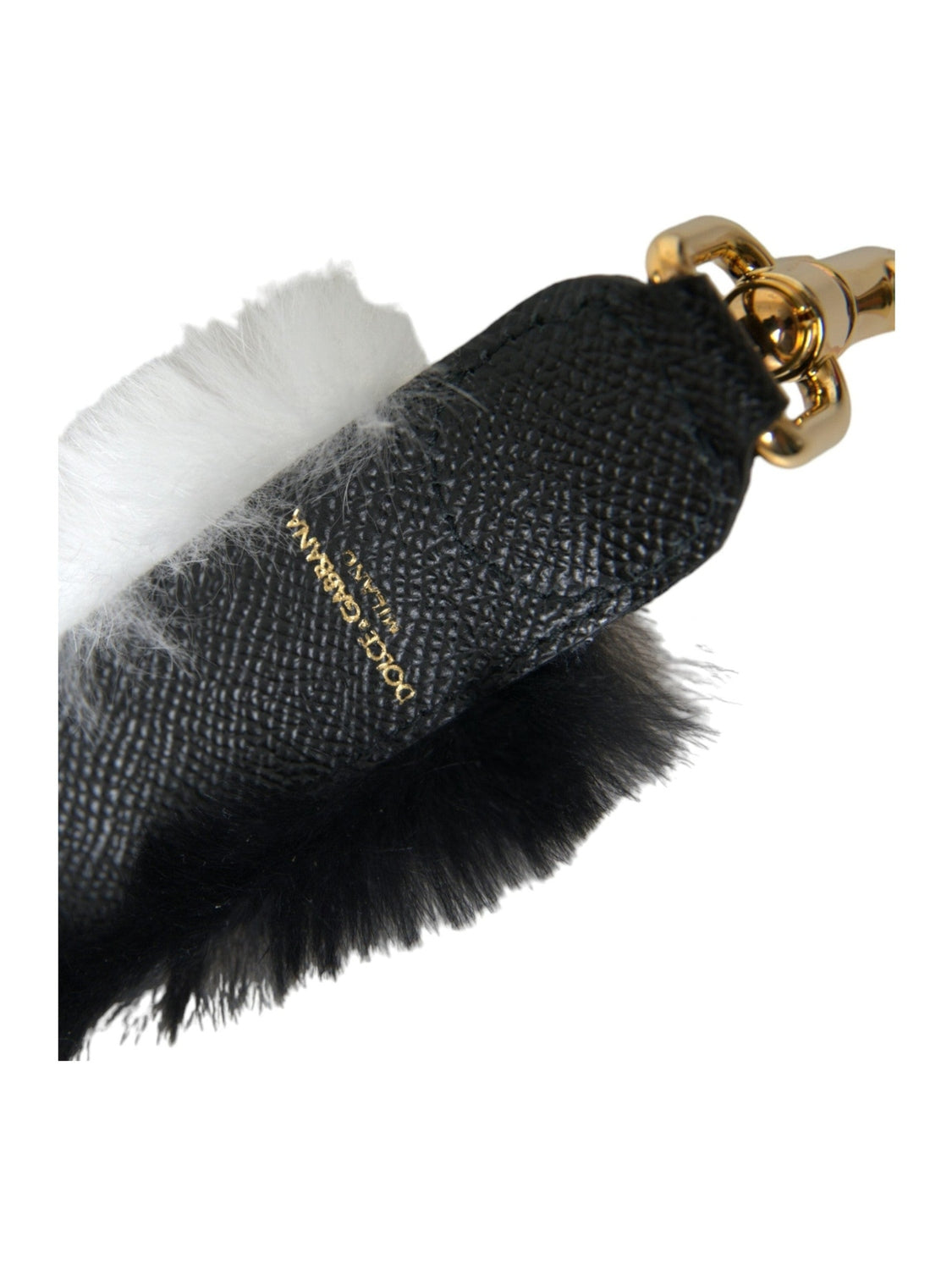 Dolce & Gabbana Black White Lapin Fur Accessory Shoulder Strap