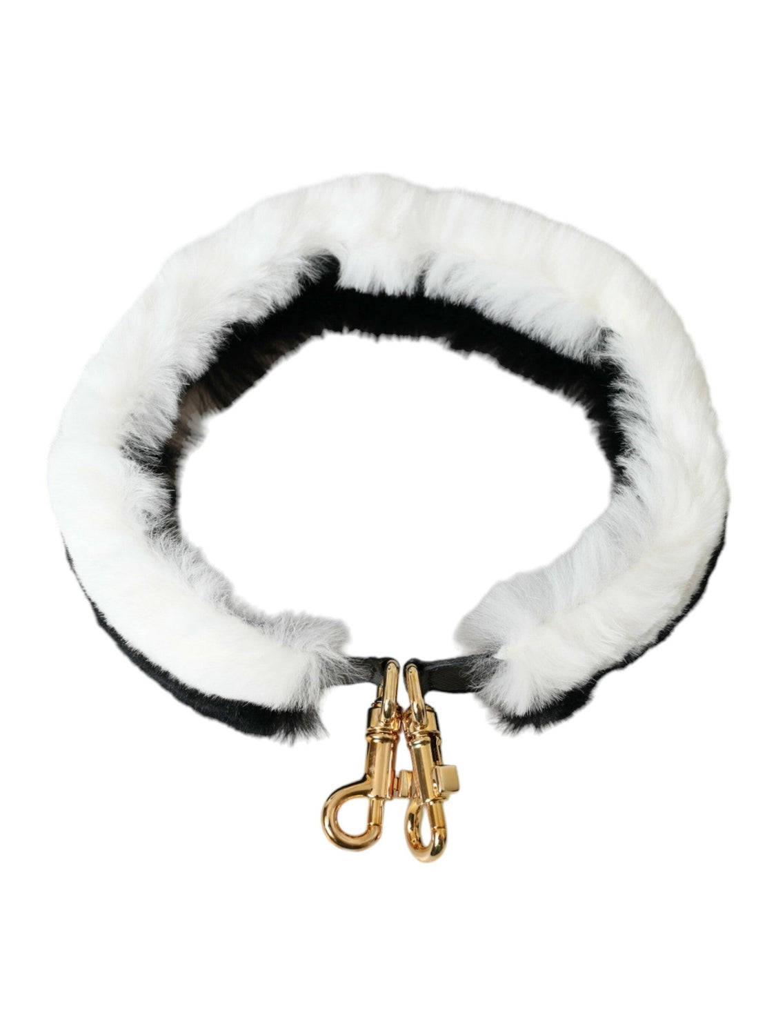 Dolce & Gabbana Black White Lapin Fur Accessory Shoulder Strap