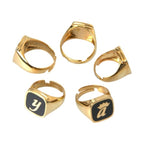 Dolce & Gabbana Gold Brass ROYAL Enamel Set of 5 Ring