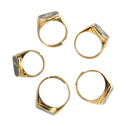 Dolce & Gabbana Gold Brass ROYAL Enamel Set of 5 Ring