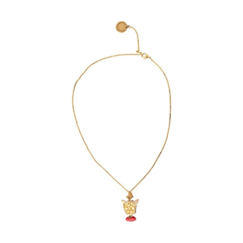 Dolce & Gabbana Gold Brass Chain Dog Heart Pendant Charm Necklace