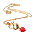 Dolce & Gabbana Gold Brass Chain Dog Heart Pendant Charm Necklace