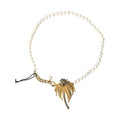 Dolce & Gabbana Gold Brass Crystal Pearl Tree Pendant Charm Necklace