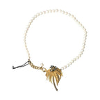 Dolce & Gabbana Gold Brass Crystal Pearl Tree Pendant Charm Necklace