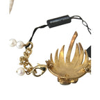 Dolce & Gabbana Gold Brass Crystal Pearl Tree Pendant Charm Necklace