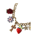Dolce & Gabbana Gold Chain Rose Cross Strawberry Star Pendant Necklace