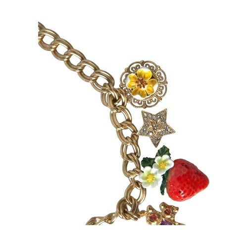 Dolce & Gabbana Gold Chain Rose Cross Strawberry Star Pendant Necklace