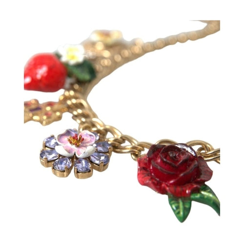 Dolce & Gabbana Gold Chain Rose Cross Strawberry Star Pendant Necklace