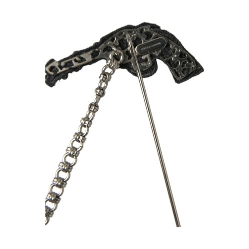 Dolce & Gabbana Brass Copper Silk Revolver Gun Men Brooch Lapel Pin